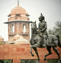 Statue of H.H Maharaja Ganga Singh Ji, the Great Rajput Ruler of Bikaner state who built the Ganga Nahar